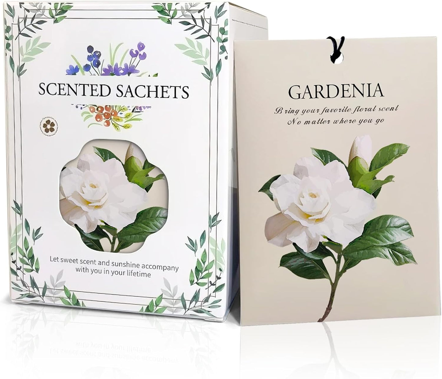Gardenia Scented Sachet Bags - 12 Pack Drawer & Closet Freshener, Long Lasting Odor Eliminator for Wardrobes, Cars & Storage, Home Fragrance Air Freshener Sachets