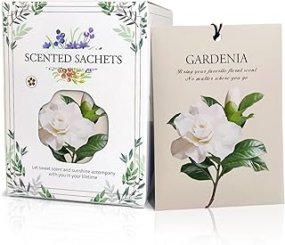 Gardenia Scented Sachet Bags - 12 Pack Drawer & Closet Freshener, Long Lasting Odor Eliminator for Wardrobes, Cars & Storage, Home Fragrance Air Freshener Sachets