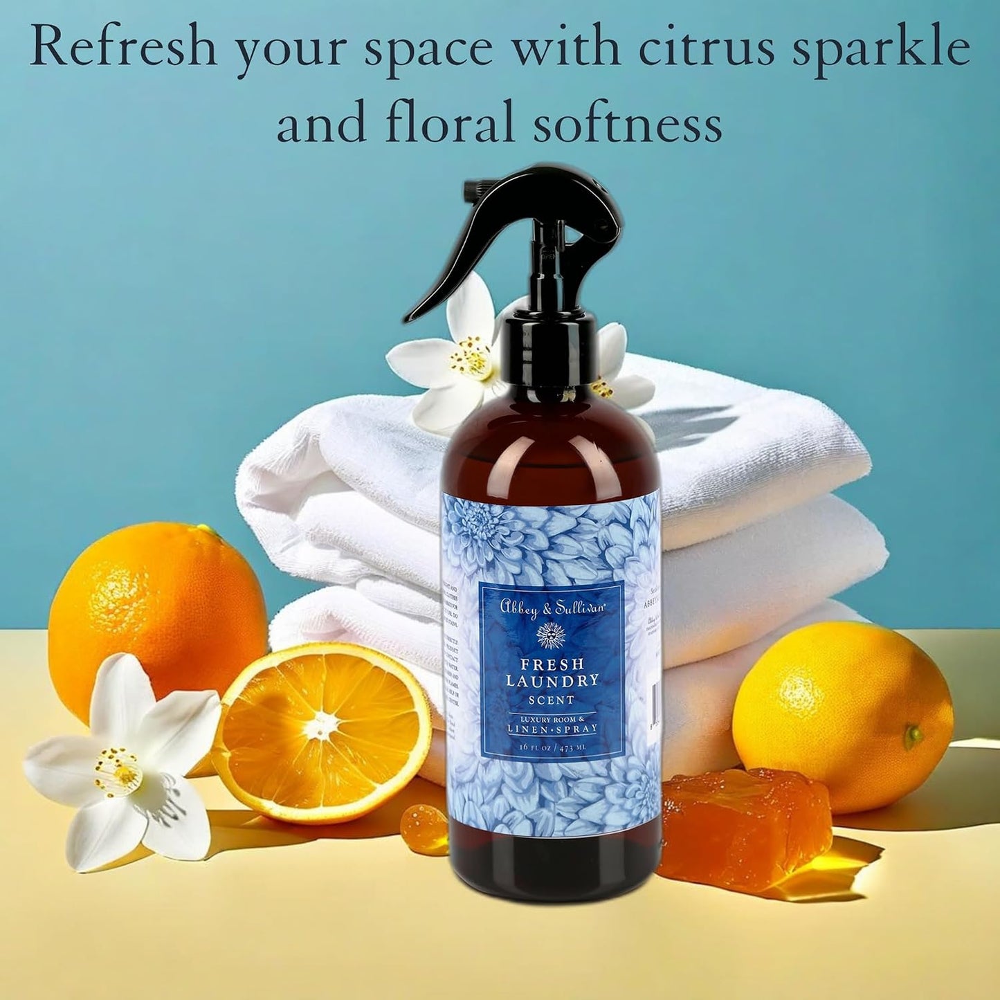 Abbey & Sullivan Linen Spray, Fresh Laundry Scent with Fresh Green Floral Musk, Pack of 2, 16 oz