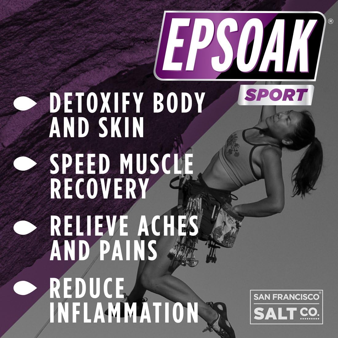 Epsoak Sport Epsom Salt 5 lb. USP Magnesium Sulfate with Lavender Scent Resealable Epsom Salt Bag, Made in The USA, Cruelty-Free Certified
