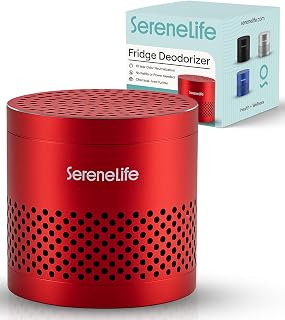 SereneLife Fridge Deodorizer & Odor Eliminator, Multi-Use Refrigerator Deodorizer Aluminum Pod for Freezer, Closet, Car, Shoes & Enclosed Spaces, Compact, Reusable & Lasts Up to 10 Years (Red)