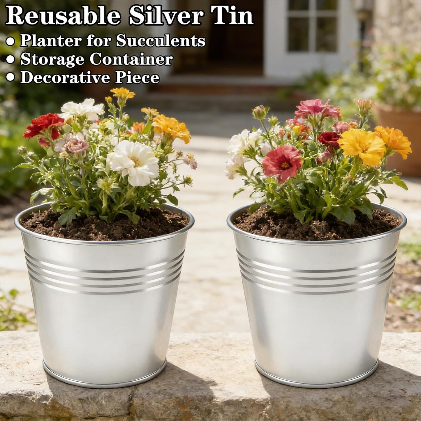Citronella Candles Outdoor, 13 oz Large 3-Wick Soy Wax Candles for Patio, 2 Pack, Total 160H Burn Time, Natural Citronella Oil, Decorative Silver Tin Candle for Backyard, Garden, Camping, Deck