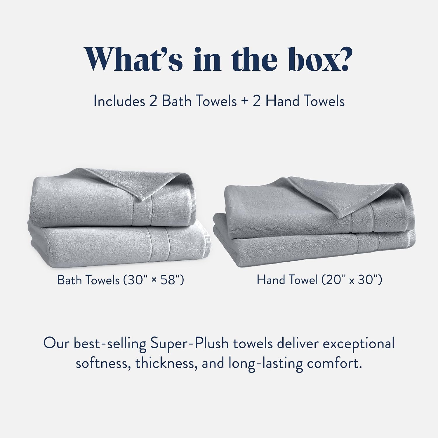 Brooklinen Super-Plush Bath Towel and Hand Towel Set - 2 Bath Towels, 2 Hand Towels - 770 GSM, Highly Absorbent, 100% Turkish Cotton, Perfect Bath Towel Set for Home & Bathroom (Pewter Grey)
