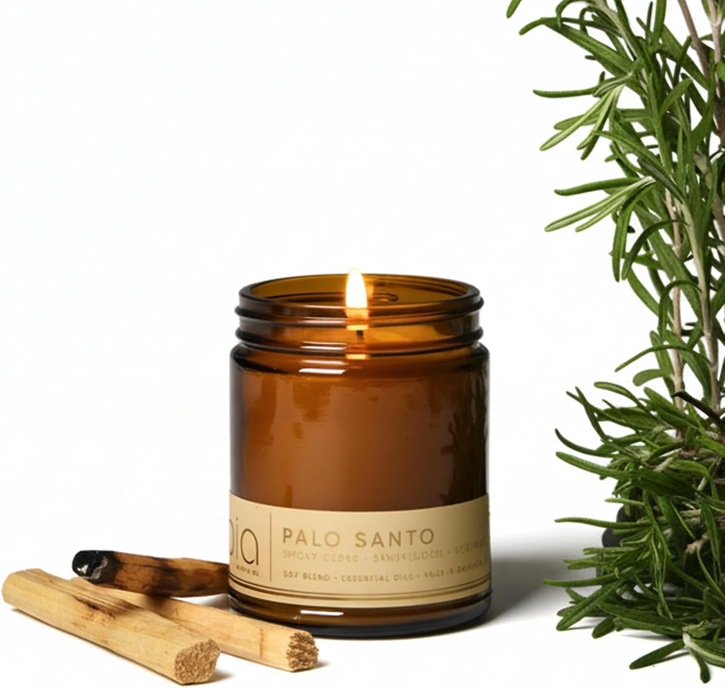 Palo Santo Candle, Rosemary Cedar Leather Soy Candle, Sandalwood Tonka, Perfume-Inspired, Hand Poured USA, High Fragrance Load, Lead-Free Wick, Reusable Jar, Ritual Scent, 7 oz