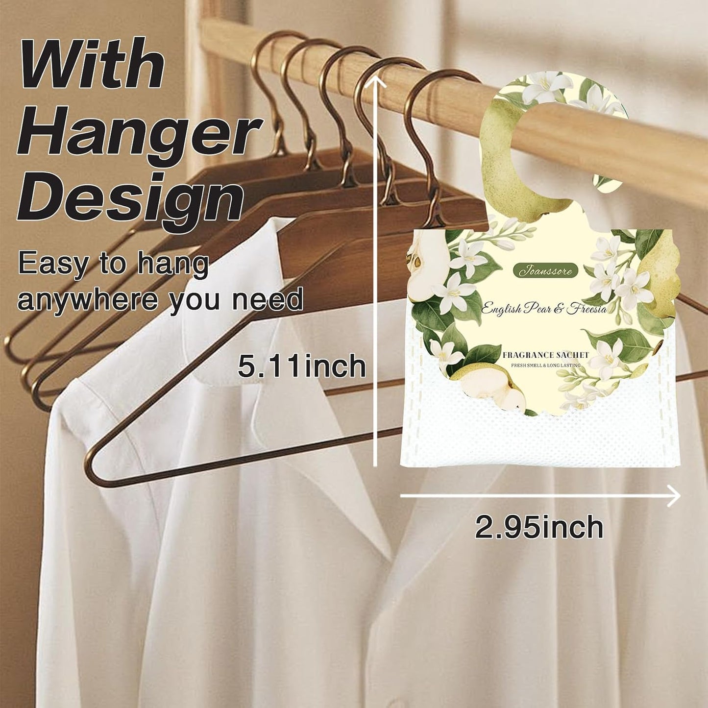 15 Packs Scented Sachets Bag for Drawers and Closets, Home Fragrance Sachet, Long-Lasting Hanging Closet Deodorizer Smell Goods for House (English Pear & Freesia)