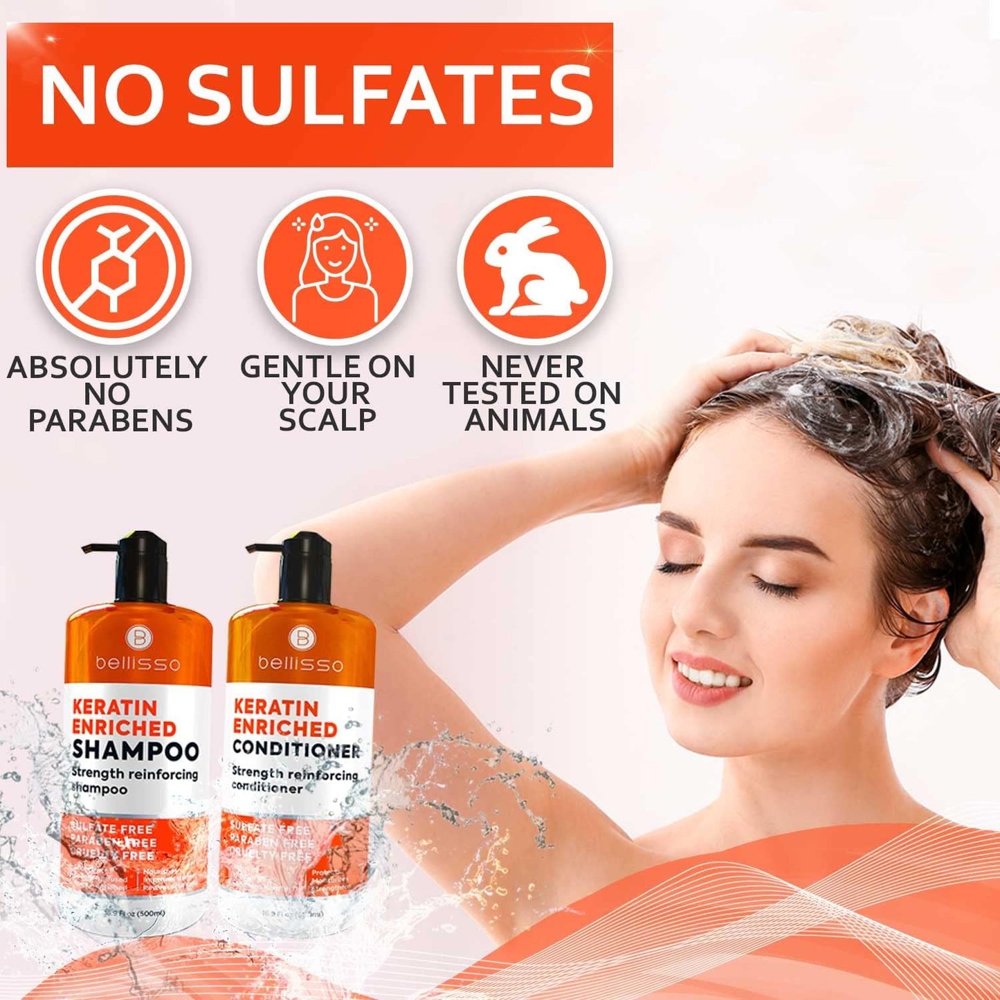 BELLISSO Aromatherapy Shower Steamers Set, 6 Fizzies, and Keratin Shampoo and Conditioner Set