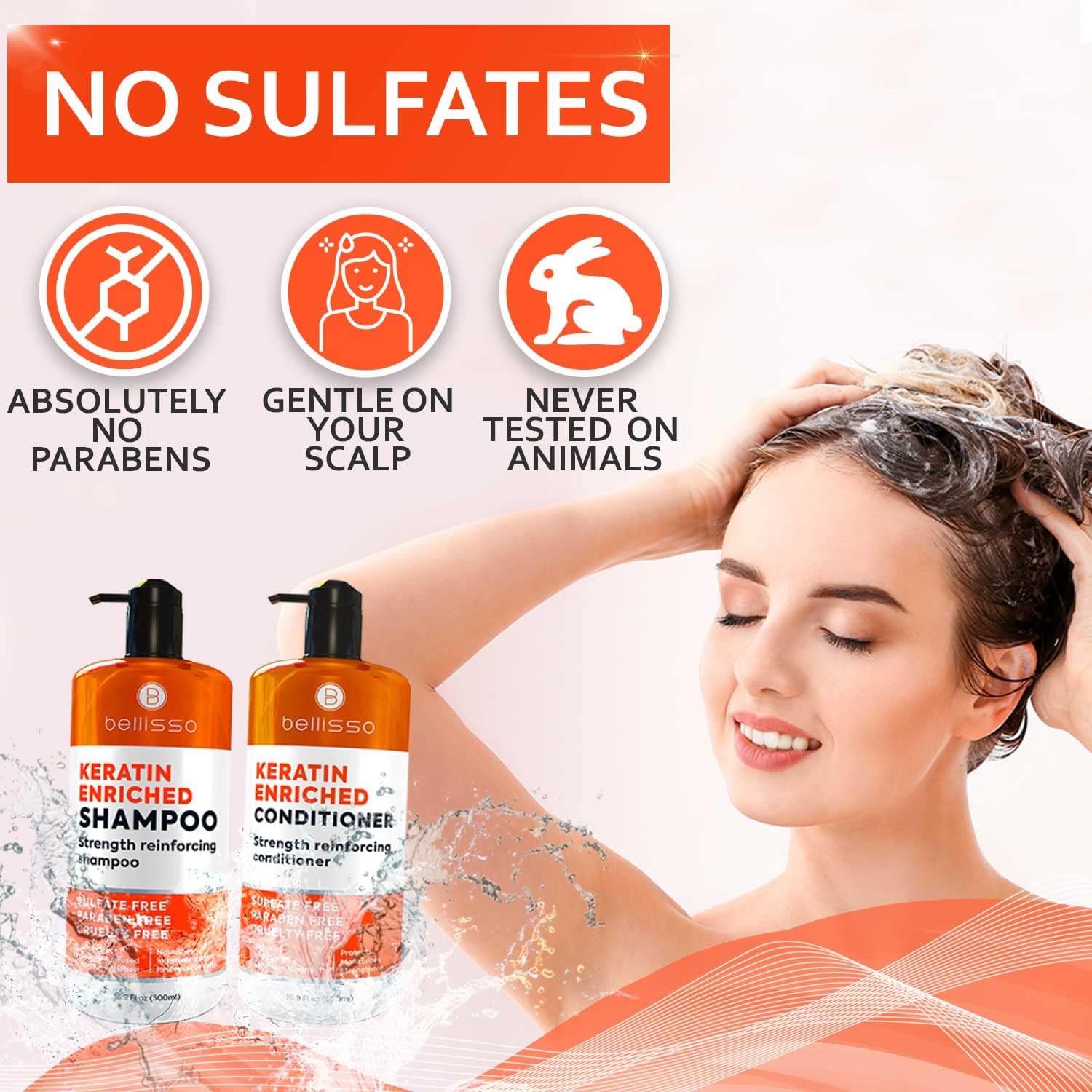 BELLISSO Aromatherapy Shower Steamers Set, 6 Fizzies, and Keratin Shampoo and Conditioner Set