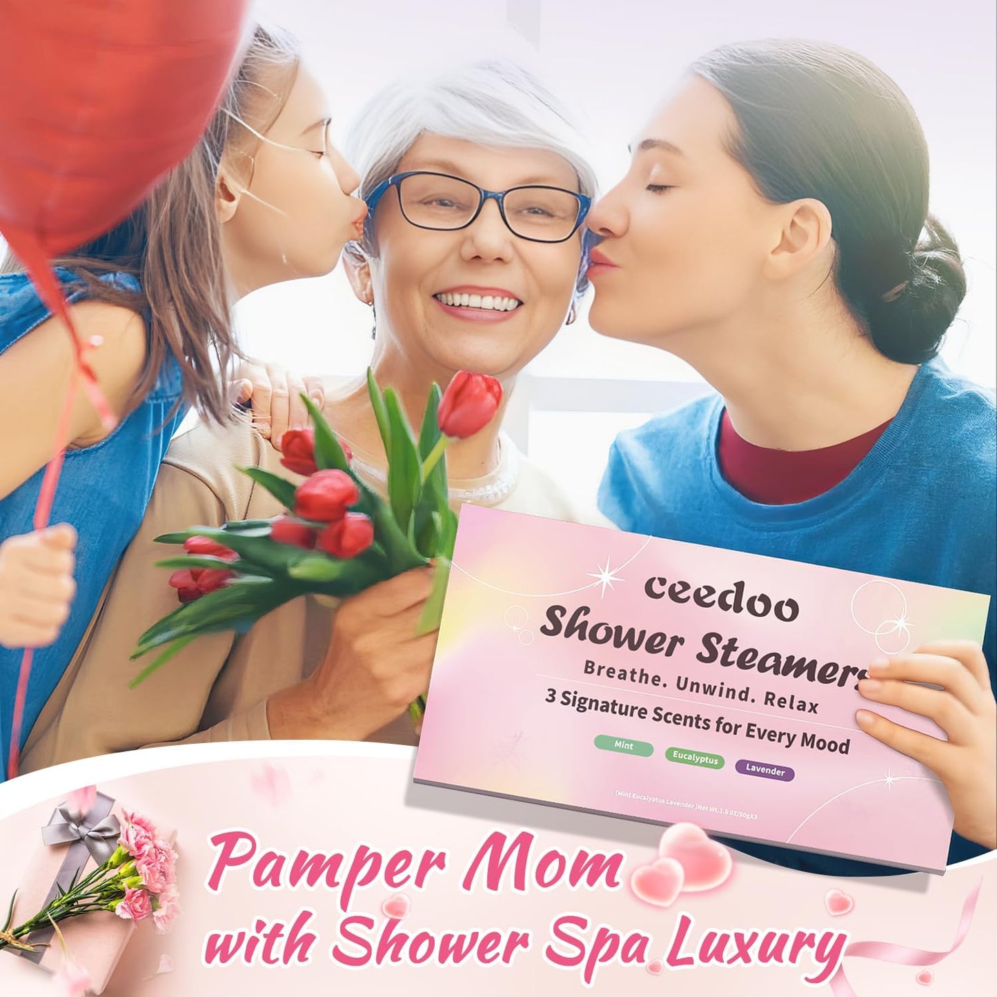 Shower Steamers Aromatherapy 6 Pack - Mother's Day for Teens & Adults, Birthday Gifts for Women - Natural Essential Oil Shower Bombs for Stress Relief & Relaxation, Home Spa Self-Care