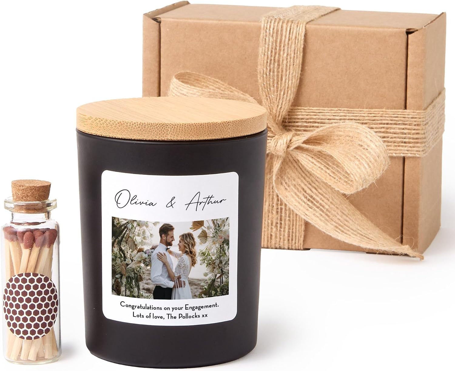 Custom Photo Candle with Gift Box | Personalized Picture Candle | Engagement, Wedding Gift-White/Vanilla