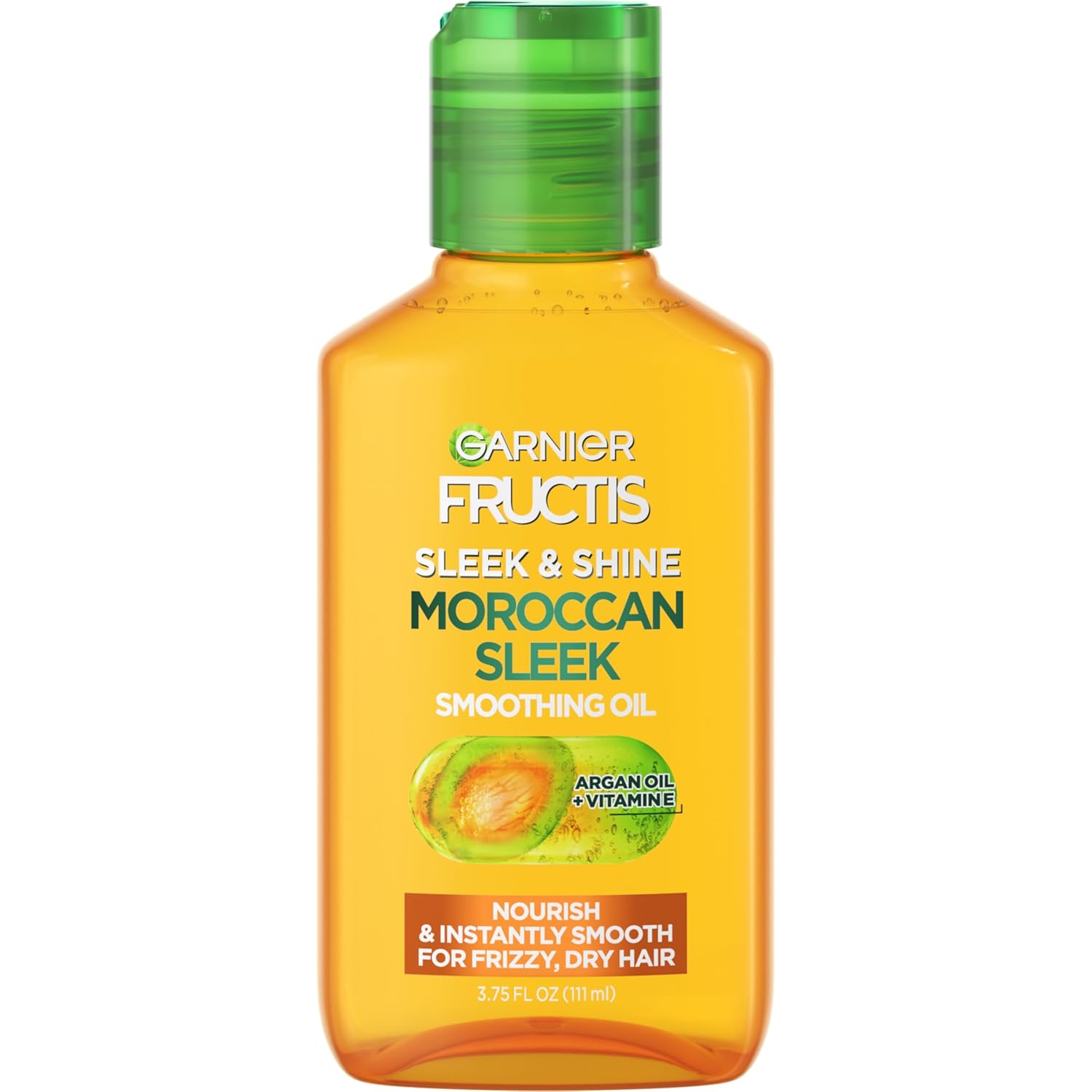Garnier Fructis Sleek & Shine Moroccan Sleek Smoothing Oil for Frizzy, Dry Hair, Argan Oil, 3.75 Fl Oz, 1 Count (Packaging May Vary) | Moroccan Sleek