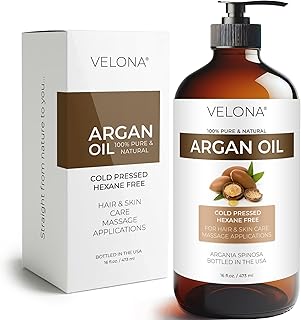 velona Argan Oil - 16 Fl Oz in Glass Bottle | 100% Pure and Natural | Morocco Oil | Skin, Body and Face Care | Nails Protector | Unrefined, Cold Pressed | Cap Kit