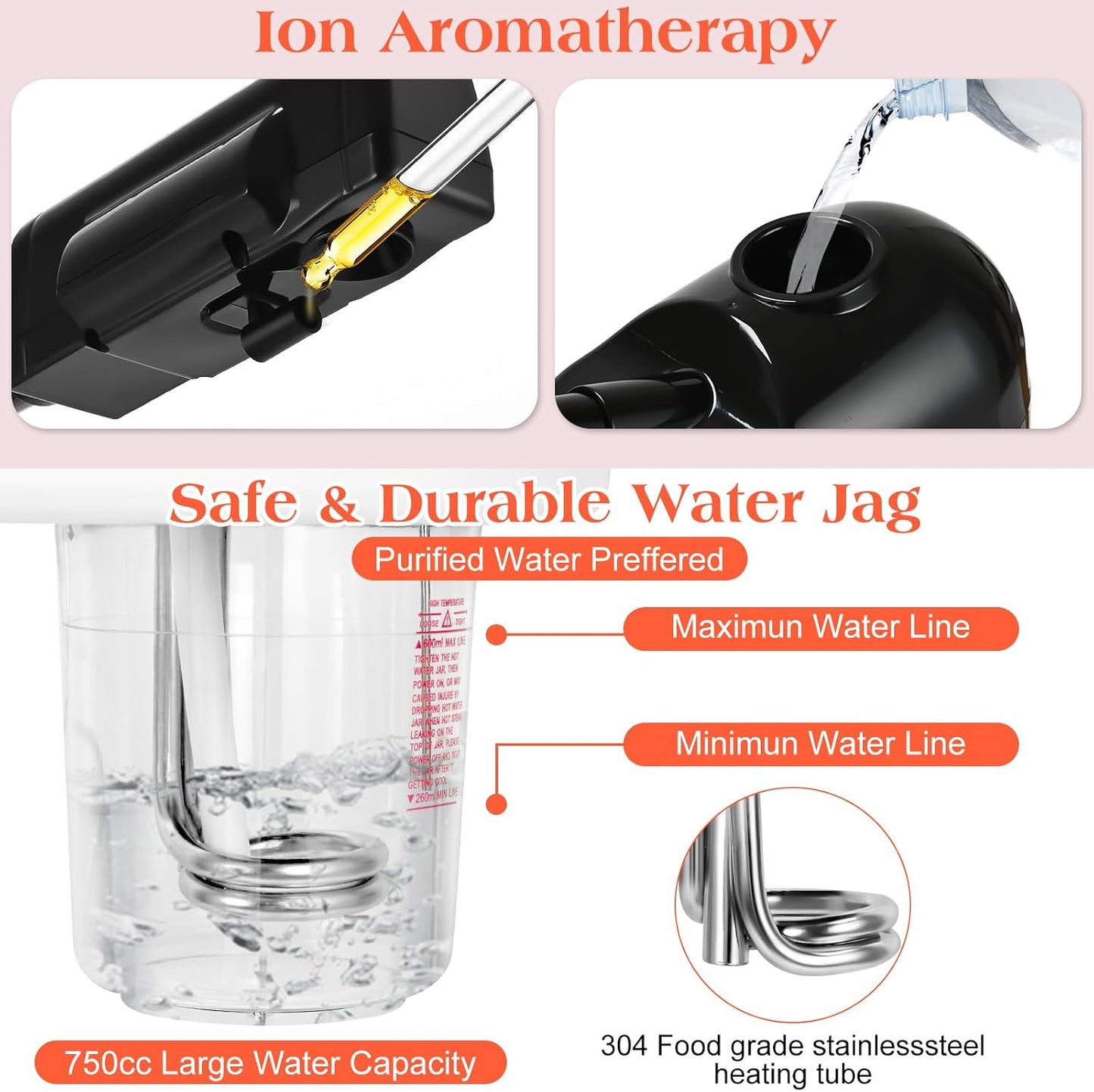 Professional Facial Steamer, Hot Mist Spray & Ozone, Timer Function, Esthetician Face Steamer for SPA at Home & Salon, Black