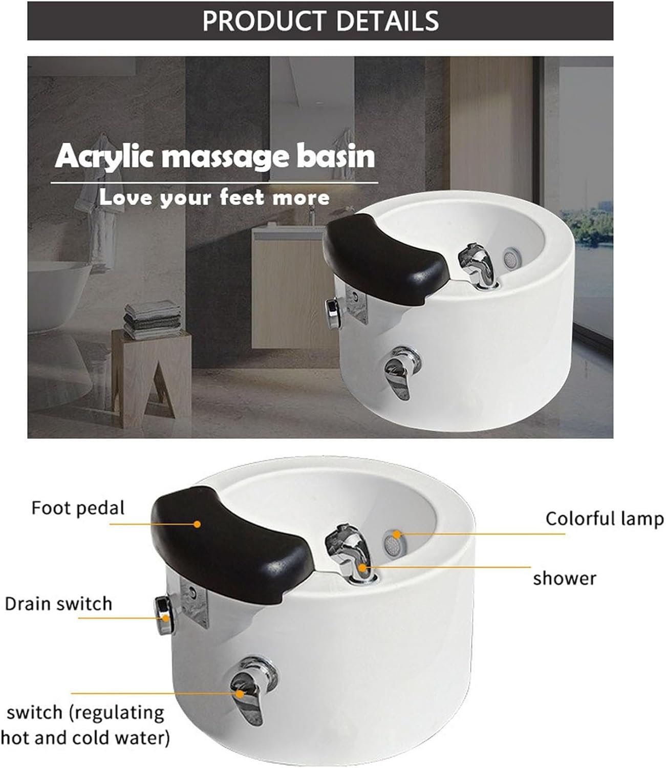 Foot Spa Bath Massager, Folding Electric Pedicure Footbath with Heat Bubbles, Timer, Adjustable Temperature, Pumice Stone and Massage Rollers, Home Foot Soaking Tub for Relief