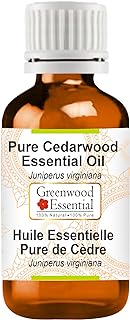 Greenwood Essential Cedarwood Essential Oil (Juniperus Virginiana) Pure | Non-Sticky | Non-Greasy | Lightweight | Men & Women | All Skin Types | Steam Distilled 15ml (0.50 oz)