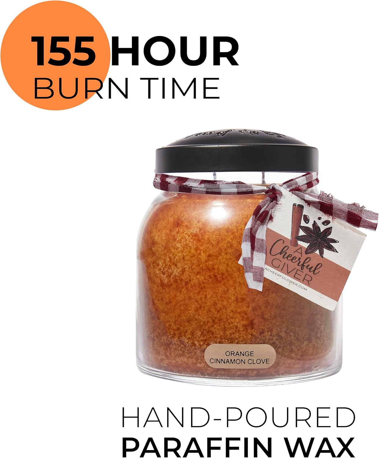 A Cheerful Giver — Orange Cinnamon Clove - 34oz Papa Scented Candle Jar with Lid - Keepers of the Light - 155 Hours of Burn Time, Gift for Women, Orange