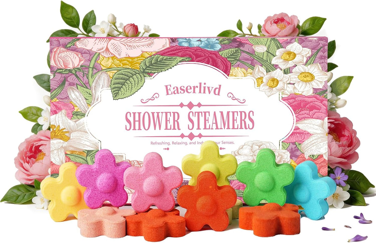15-Pack Morning Aromatherapy Shower Steamers, 8 Assorted Scents, Shower Tablets with Essential Oils, Refreshing Self Care Shower Melts, Individually Wrapped