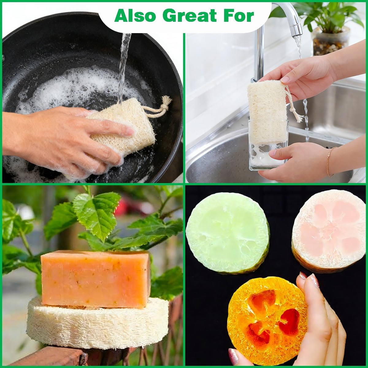 pisdoplop Natural Loofah Exfoliating Body Sponge Scrubber, 4 inch-Long Organic Loofa Luffa Plant-Based for Men & Women Skin Care Bath Shower Cleaning, Natural Sponges for Dishes
