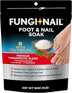 Fungi-Nail Foot & Nail Soak with Tea Tree Oil, 1 Pound, Moisturize, Reduce Foot Odor, & Soothe Aching Feet, Therapeutic Blend of Rich Mineral Epsom Salt, Pure Sea Salt, and 7 Essential Oils