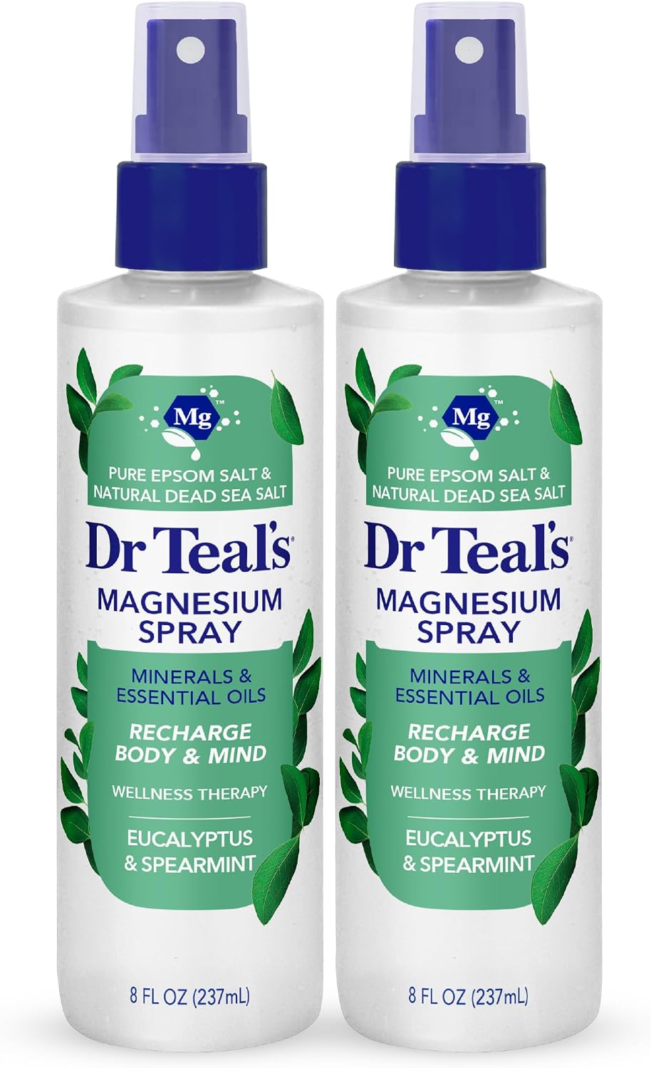 Dr Teal's Magnesium Eucalyptus Spray with Natural Dead Sea Salt, 8 fl oz (Pack of 2)