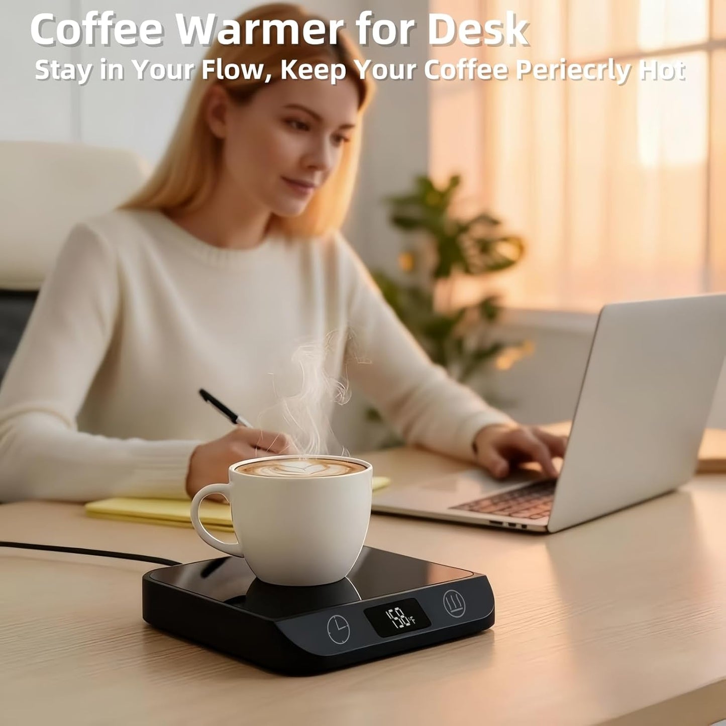 Coffee Mug Warmer & Candle Warmer 2-in-1, 6 Temps, 12-Hr Timer & Auto Shut-Off, 46W Electric Smart Cup Warmer for Desk, Coffee Gifts for Women Men & Home Office