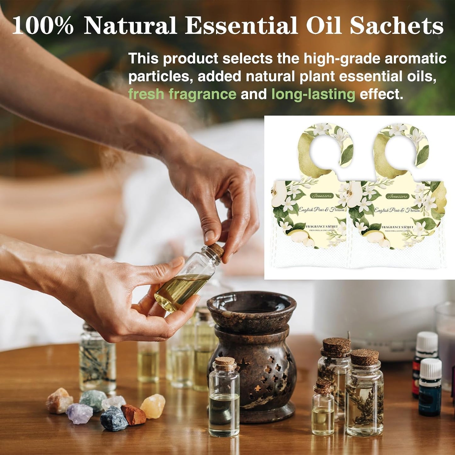 15 Packs Scented Sachets Bag for Drawers and Closets, Home Fragrance Sachet, Long-Lasting Hanging Closet Deodorizer Smell Goods for House (English Pear & Freesia)