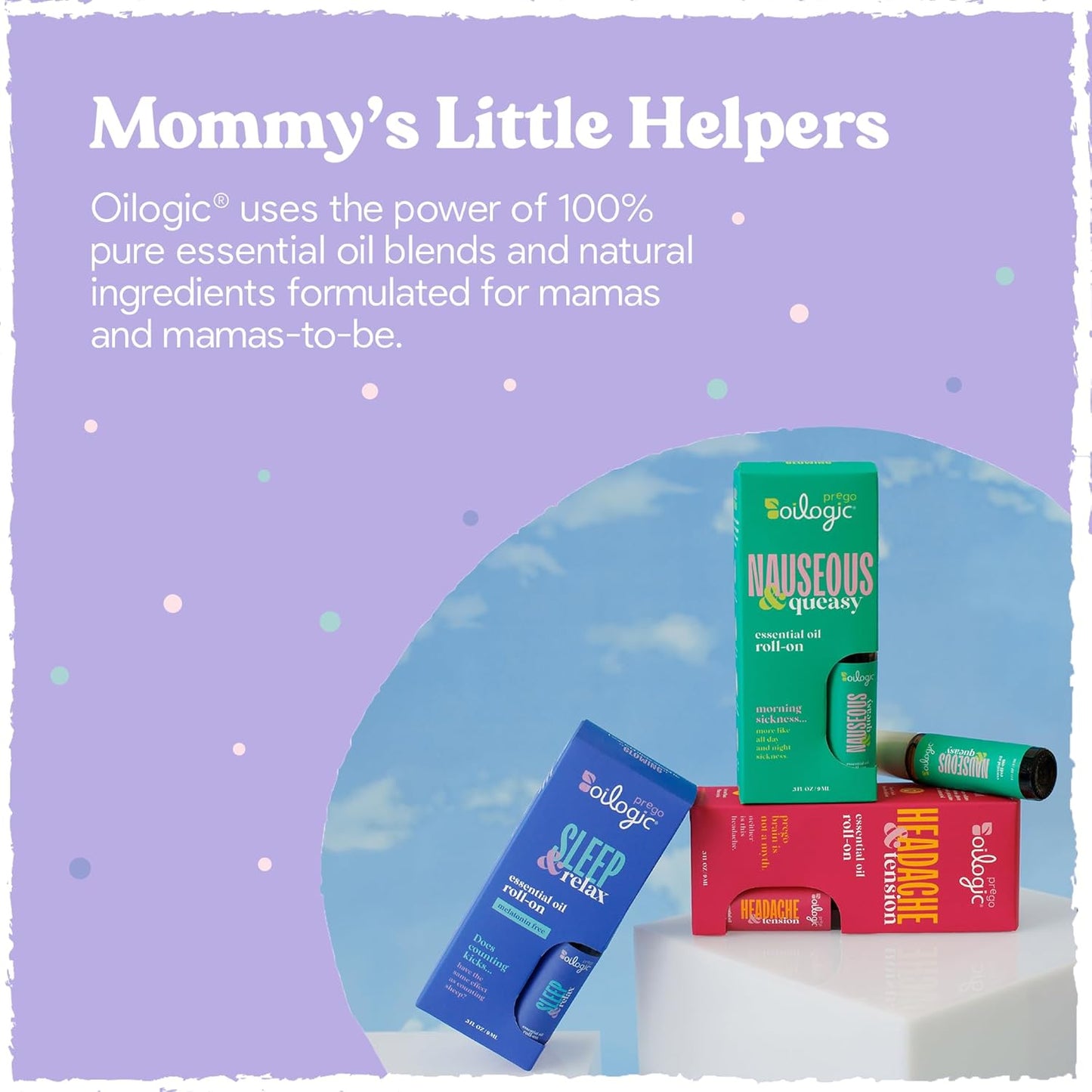 Oilogic Roll-On Essential Oils Set for Pregnant Women - 100% Pure Essential Oil Roller for Pregnancy - Sleep, Comfort, & Wellness Blends Safe for Pregnant Moms, 0.3 Fl Oz (Pack of 3)