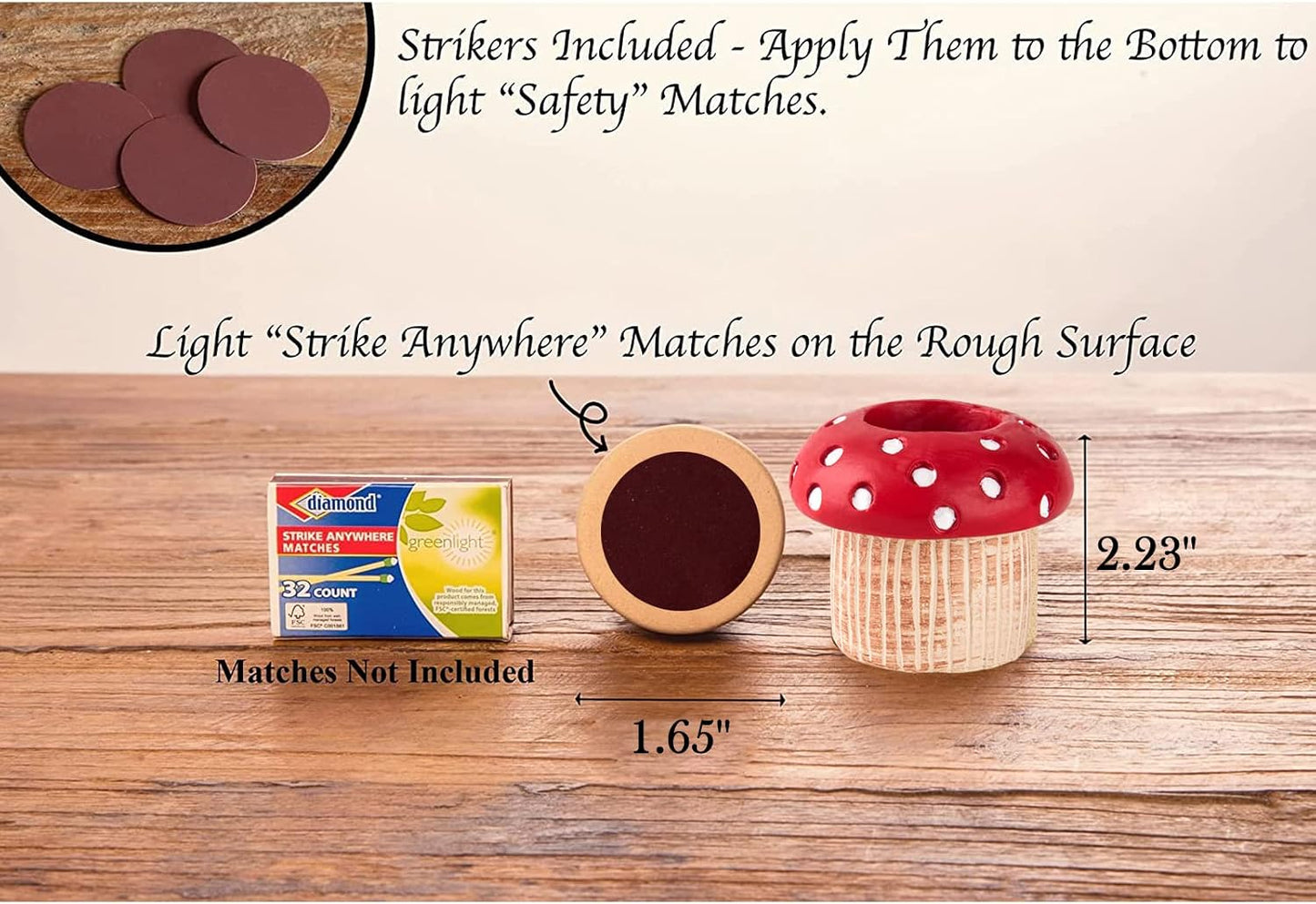Mushroom Match Holder With Striker 2 Décor Match Striker Jar Cute Match Jar With Striker Decorative Matches In A Jar Fancy Matches Jars