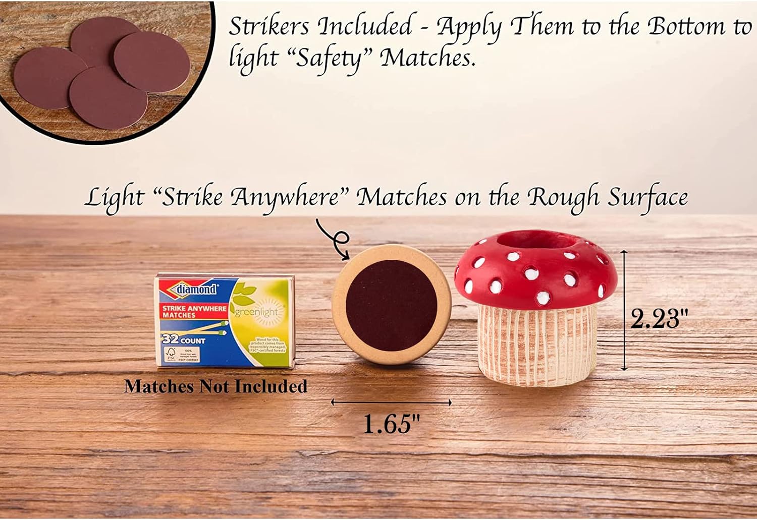 Mushroom Match Holder With Striker 2 Décor Match Striker Jar Cute Match Jar With Striker Decorative Matches In A Jar Fancy Matches Jars