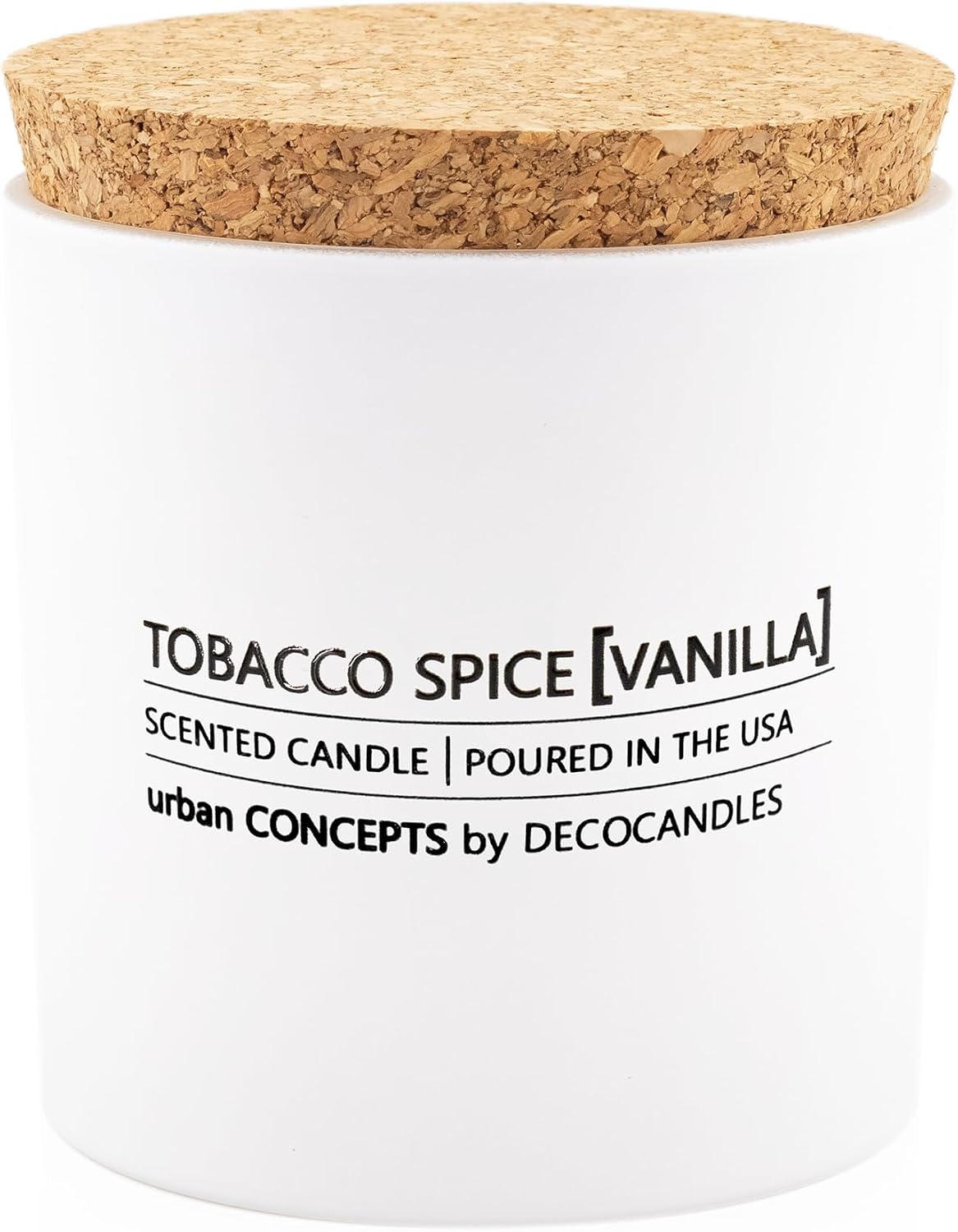 Urban Concepts by DECOCANDLES - Tobacco, Spice & Vanilla - Highly Scented Soy Candle - Long Lasting - Hand Poured in USA (9 Oz. Cork)