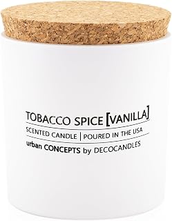 Urban Concepts by DECOCANDLES - Tobacco, Spice & Vanilla - Highly Scented Soy Candle - Long Lasting - Hand Poured in USA (9 Oz. Cork)