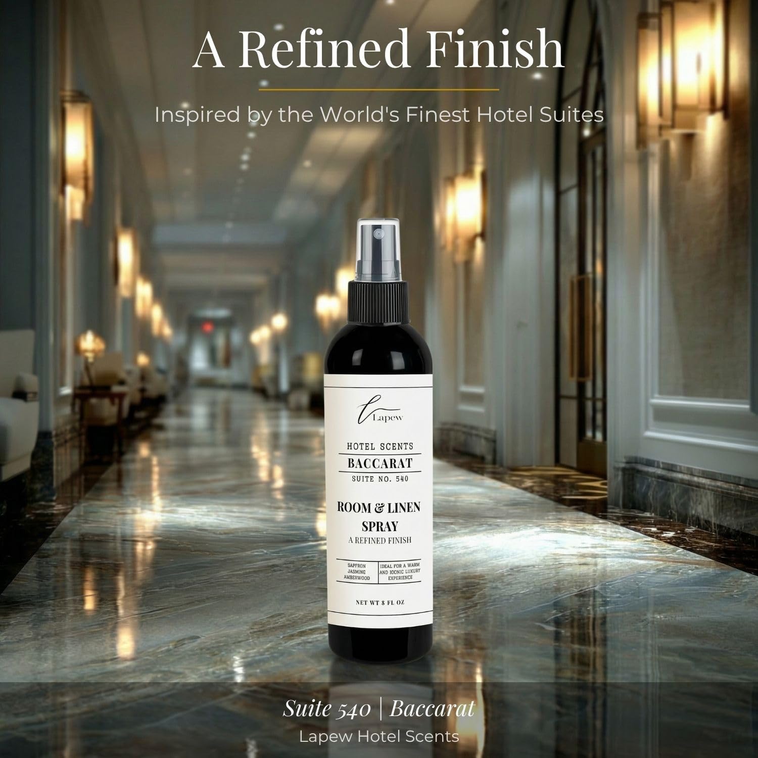 Lapew Hotel Scents Luxury Room Spray | Baccarat Suite 540 | Linen Spray Air Freshener & Fabric Spray | 8 fl oz