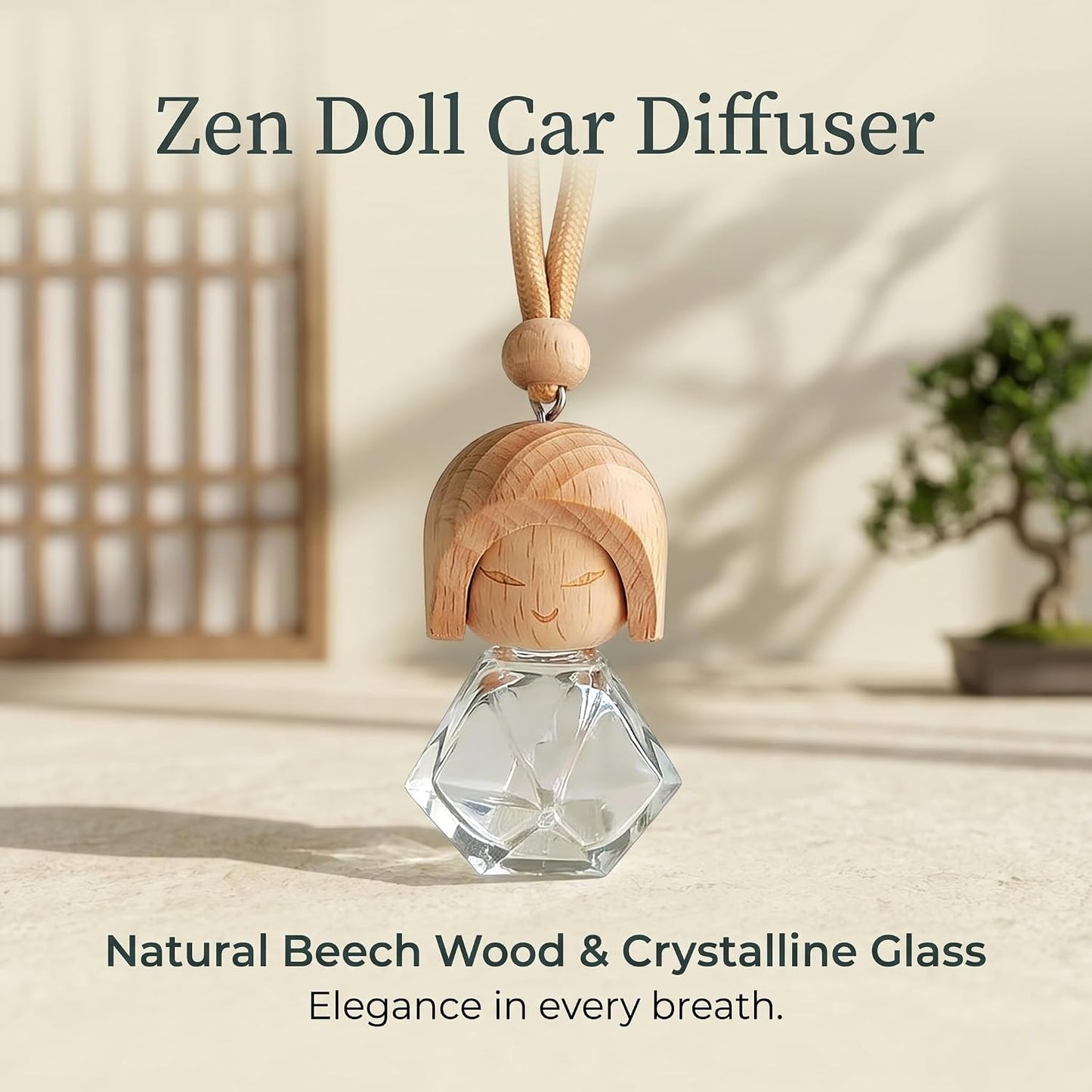 Car Air Freshener 2 Pack, Refillable Empty Glass Bottle Hanging Diffuser for Essential Oils, Car Fresheners DIY Scent, Car Accessories for Women & Men, Cute Aromatherapy Pendant Decor-A5