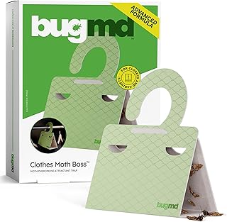 BugMD Clothes & Pantry Moth Traps (6 Count) – Sticky Glue Pheromone-Based Repellent for Closets, Cabinets & Wardrobes – Non-Toxic - Green