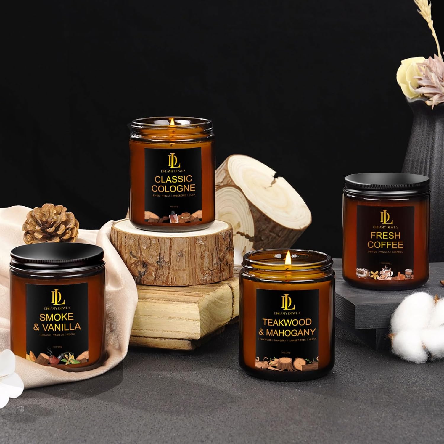 Fresh Coffee Candles, Coffee Scented Candle, Natural Soy Candles for Home Scented, Long Lasting with 50 Hour Burn Time, Gifts for Men Women