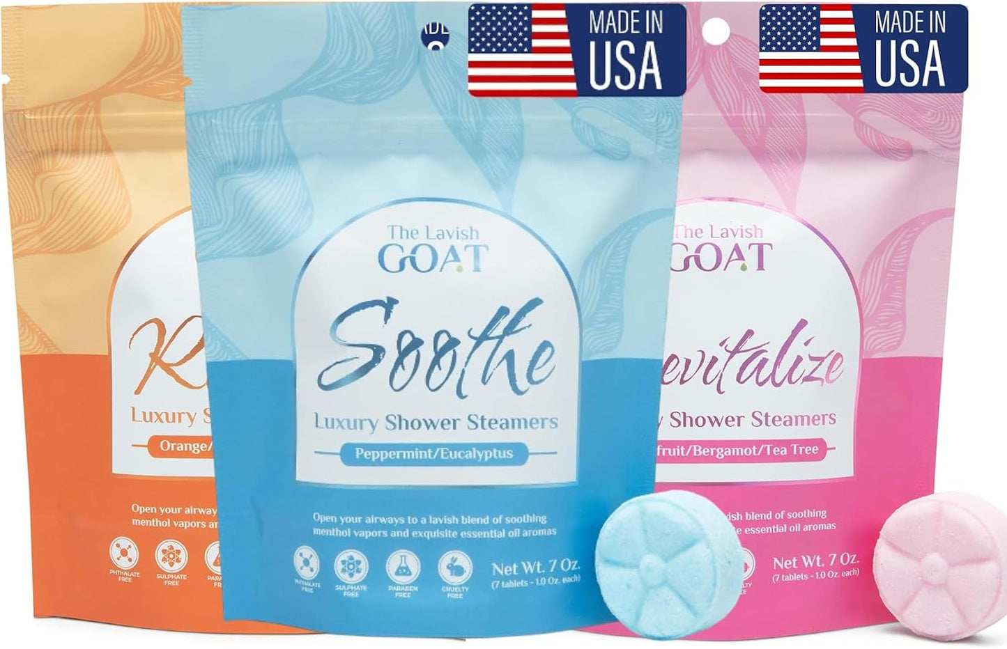 The Lavish Goat USA Made Shower Steamers 21 Count – Aromatherapy Shower Bombs - Tablets for Relaxation & Stress Relief