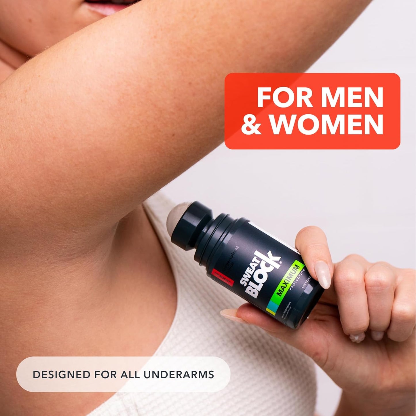 SweatBlock Maximum Strength Roll-On Antiperspirant for Men and Women 1.2 FL OZ Hyperhidrosis and Odor Control Formula Blocks Excessive Sweat for Days Per Application Dermatologist Recommended Solution