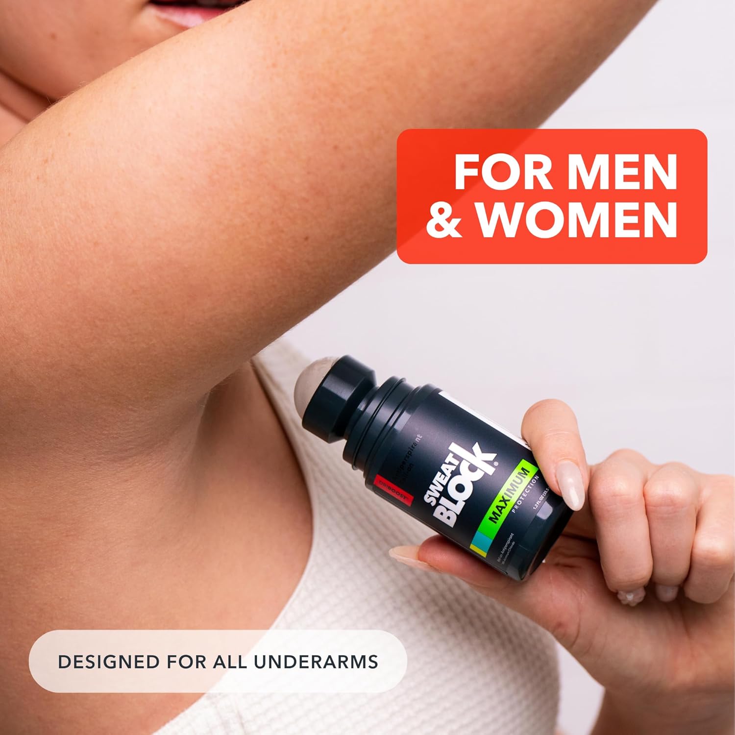 SweatBlock Maximum Strength Roll-On Antiperspirant for Men and Women 1.2 FL OZ Hyperhidrosis and Odor Control Formula Blocks Excessive Sweat for Days Per Application Dermatologist Recommended Solution