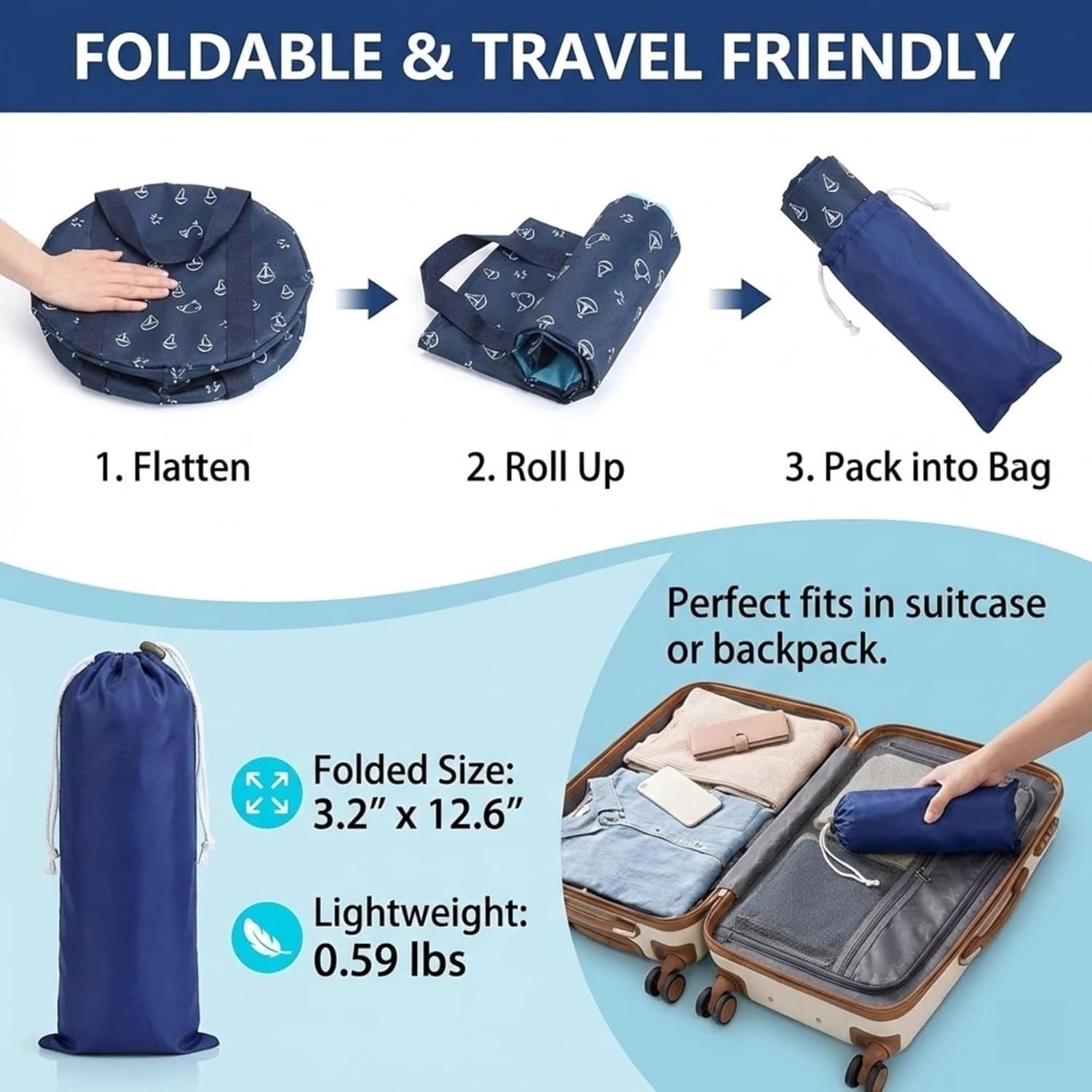 27L Extra Large Collapsible Foot Bath Basin, Deep Foot Soaking Tub for Travel & Camping, Portable Foldable Water Bucket with Handle, High-Sided Pedicure Spa Tub for Home, Outdoor, Fishing, Laundry