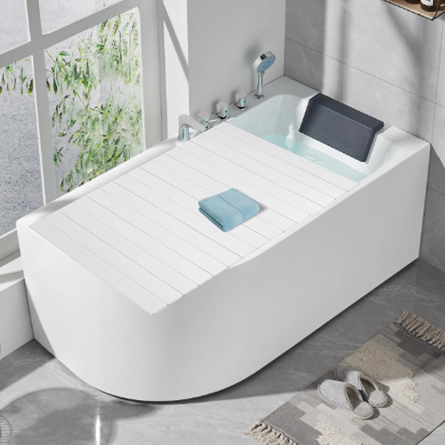 Bath Cover, Foldable Bathtub Board, Waterproof, Dustproof Bathtub Tray, Insulation PVC Bathtubs, Durable Insulation Plate for Home, Bathroom, Spa Experience