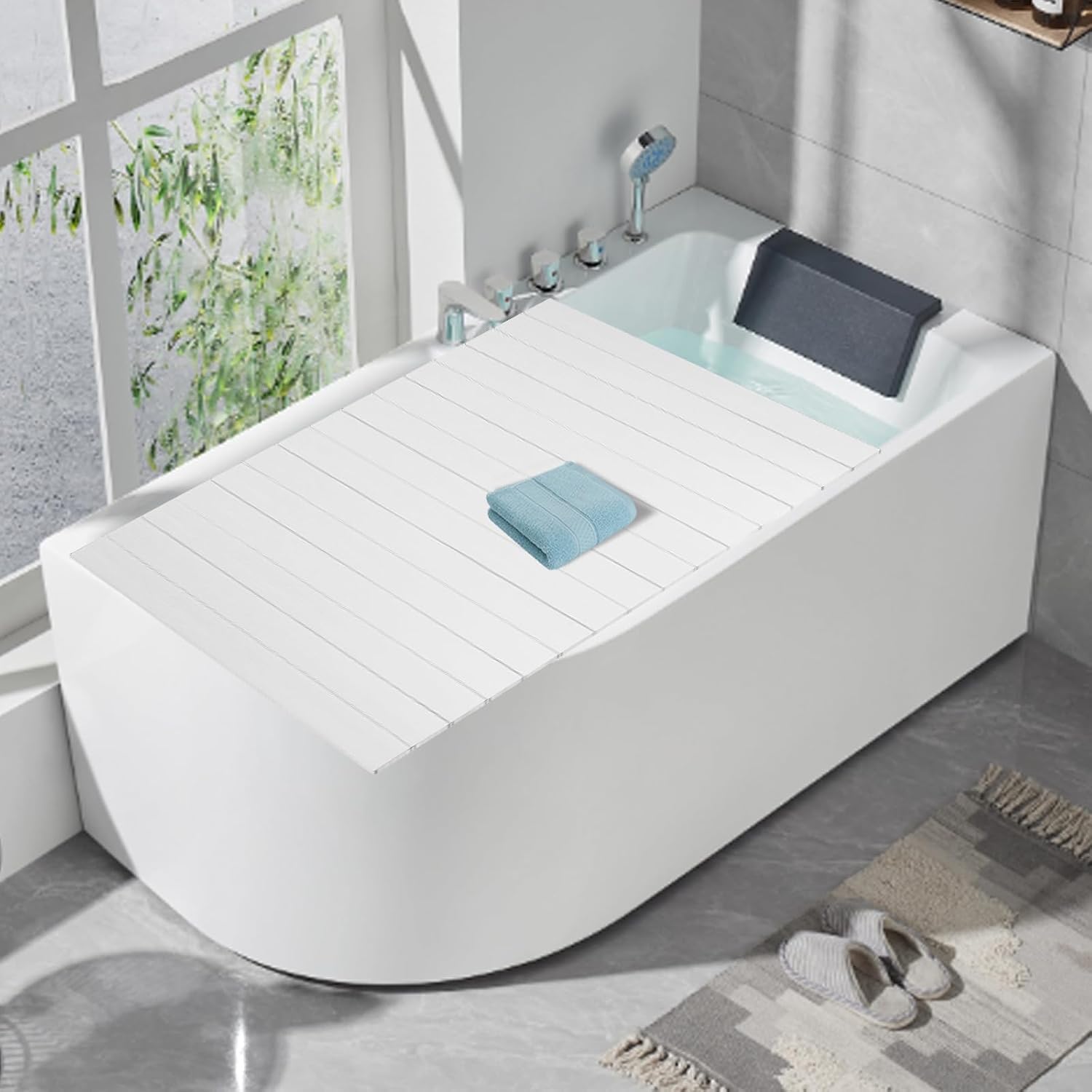 Bath Cover, Foldable Bathtub Board, Waterproof, Dustproof Bathtub Tray, Insulation PVC Bathtubs, Durable Insulation Plate for Home, Bathroom, Spa Experience
