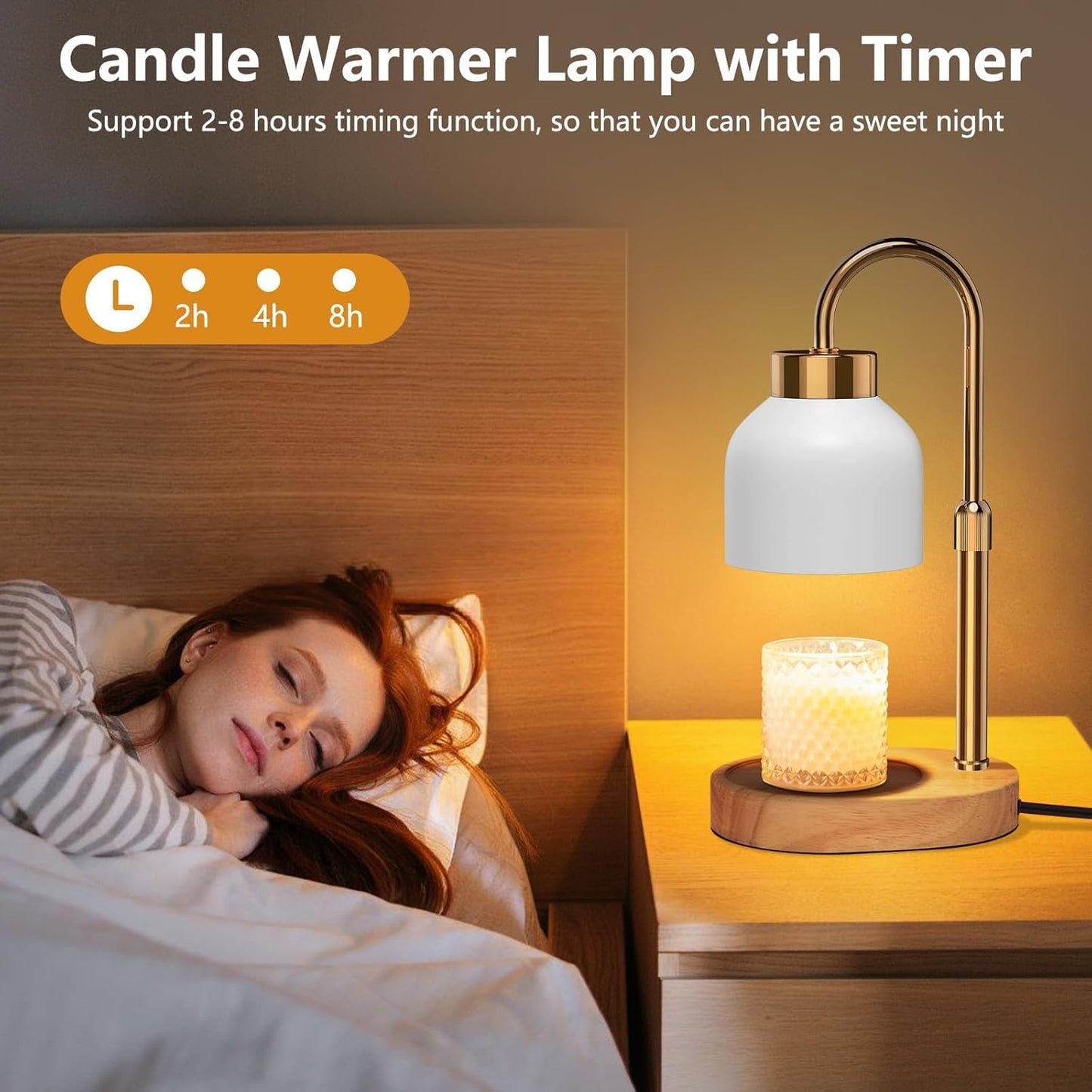Candle Warmer Lamp, with Timer Dimmer, Height and Brightness Adjustable, Modern Electric Wax Warmer for Women Mom, Best Birthday and House Warming Gift for New Home Decor
