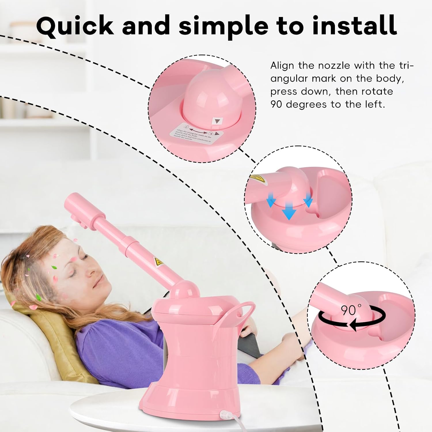 Facial Steamer Nano Ionic Face Steamer with Extendable Arm, Portable Face Steamer for Facial Deep Cleaning, Steamer for Facial for Personal Care at Home or Salon（Pink）