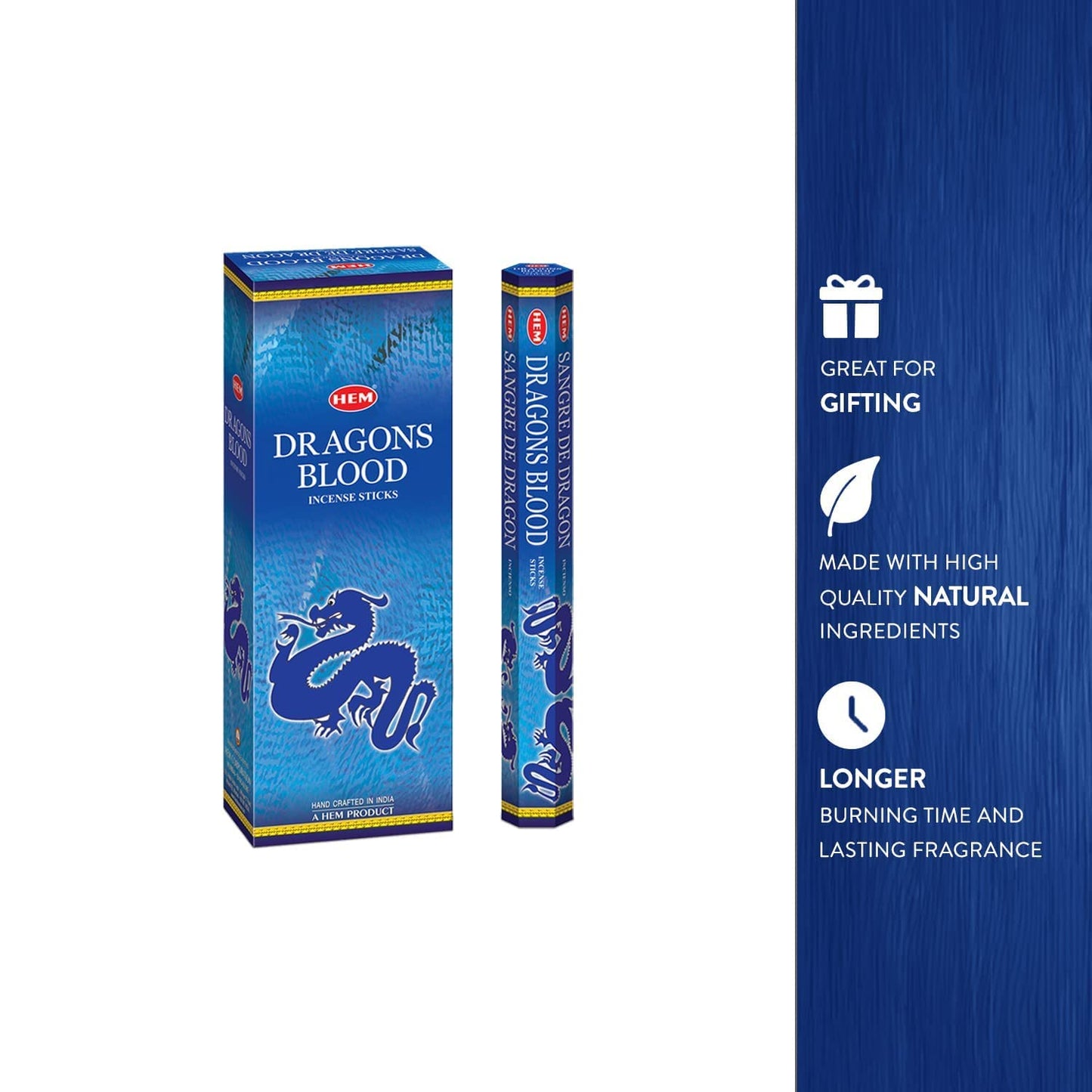 HEM Dragons Blood Blue Incense Sticks | Natural, Pure House & Flower Powder | Aromatherapy Incense For Air Purifier, Cleanness The Aura & Relieving Stress | Gift Set, 120 Count (Pack of 1)