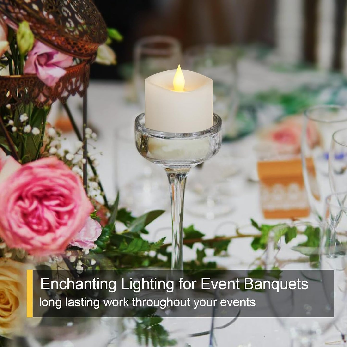 3x3 Flameless Candles with Remote Set of 1, 3 inch Battery Candles Flickering with Timer, LED Pillar Candle for Indoor/Outdoor, White