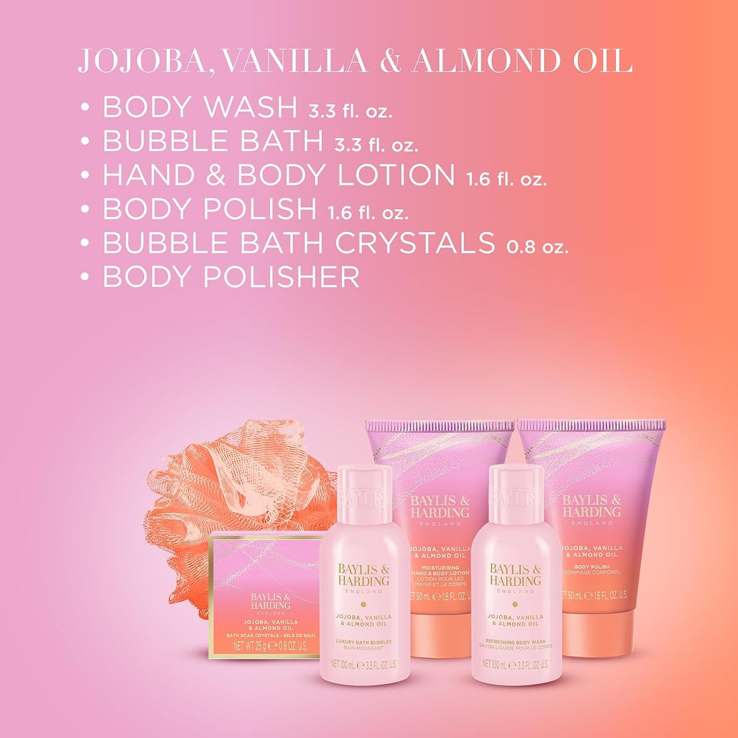 Baylis & Harding Jojoba, Vanilla & Almond Oil Luxury Pamper Present Gift Set For Women - Vegan Friendly