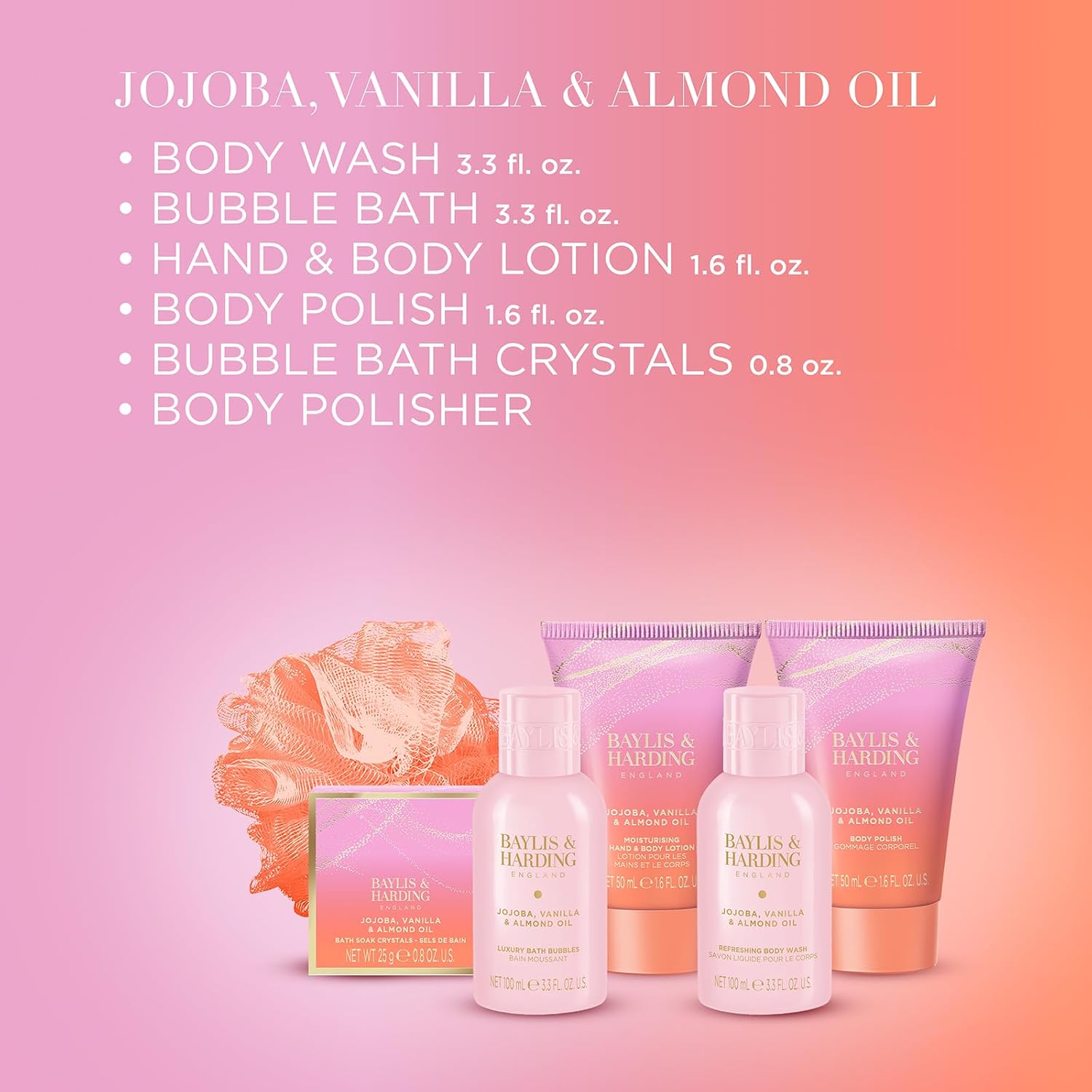 Baylis & Harding Jojoba, Vanilla & Almond Oil Luxury Pamper Present Gift Set For Women - Vegan Friendly