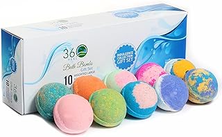 360Feel Bath Bombs Gift Set - Handcrafted Moisturizing Bath Bombs for Women Infused with Essential Oils - an Ideal Gift for Any Occasion - Non-Staining and Glitter Free Fizz - Large - Set of 10