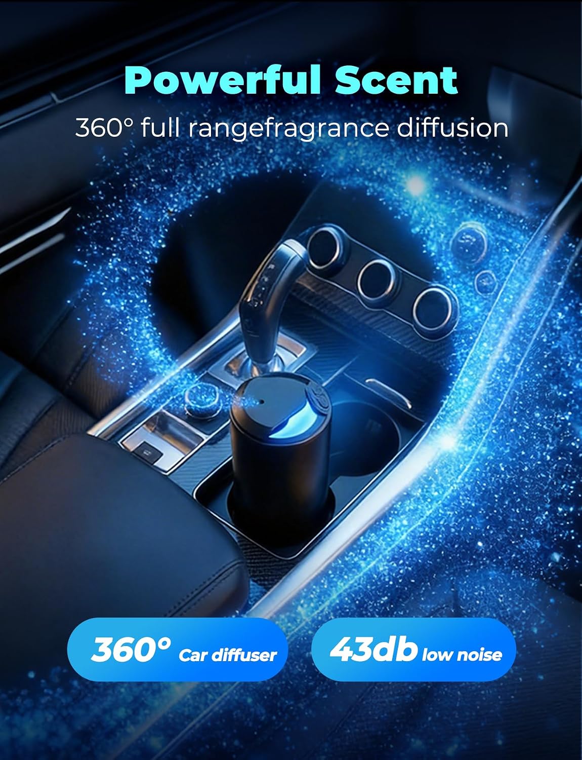Waterless Car Essential Oil Diffuser, Smart Auto On/Off, Rechargeable Car Aroma Diffuser, Compact Scent Diffuser with 20H Battery Life