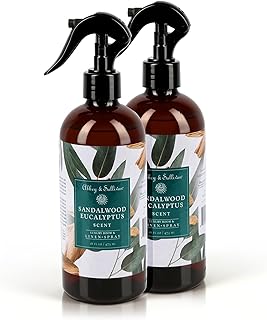 Abbey & Sullivan Linen Spray, Sandalwood Eucalyptus, Fabric Freshener and Odor Eliminator, Pack of 2, 16 oz