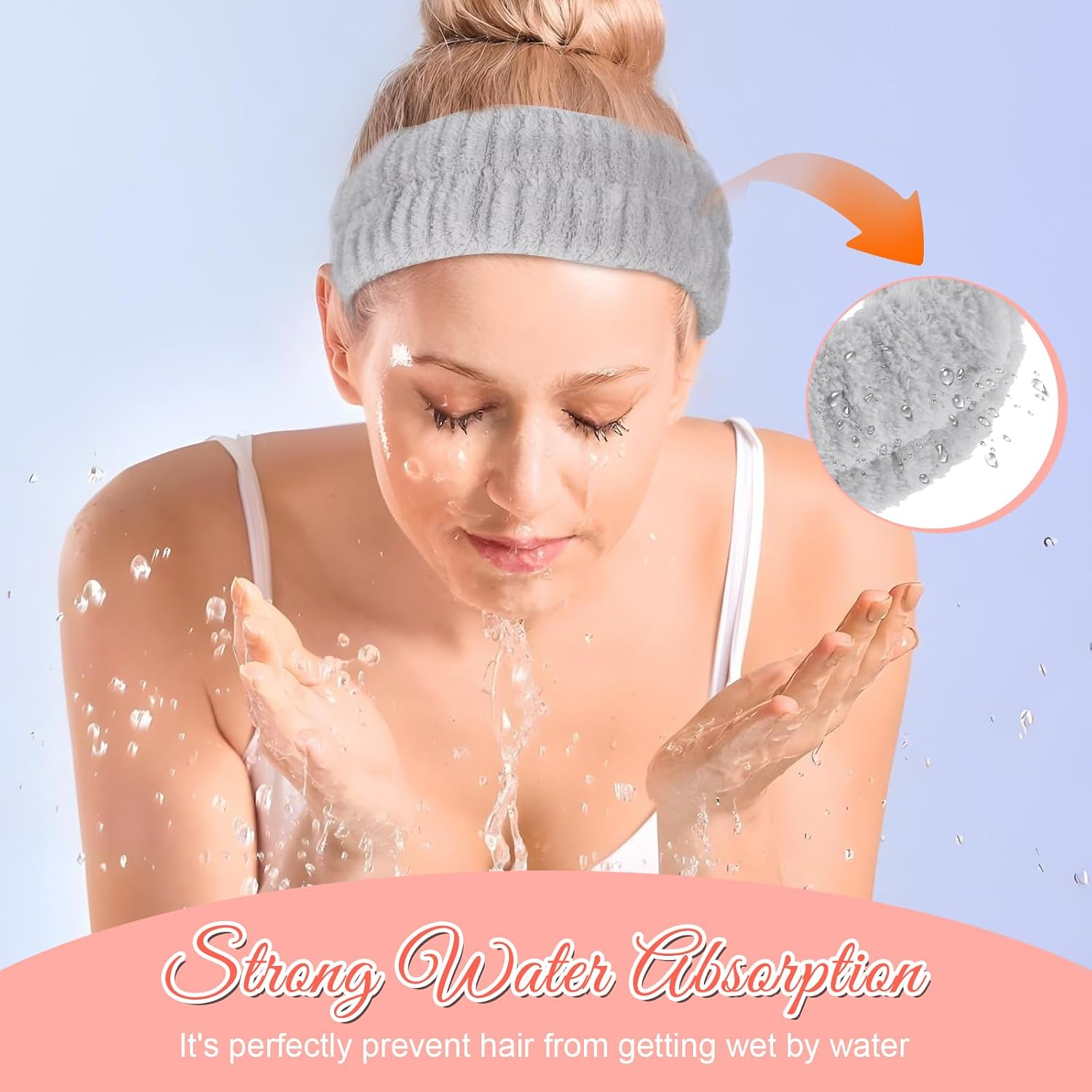 2Pcs Spa Headband, Make Up Headband Hair Headband for Face Washing Hair Bands Men Absorbent Elastic Skin Care Head Band Wrap for Women Yoga Sports Shower Exercise